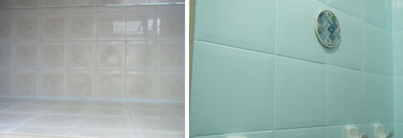 Os azulejos do banheiro da Fernanda foram pintados com tinta epóxi 